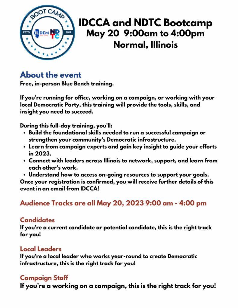bootcamp flyer - Training for future Democratic candidates, and democratic party workers