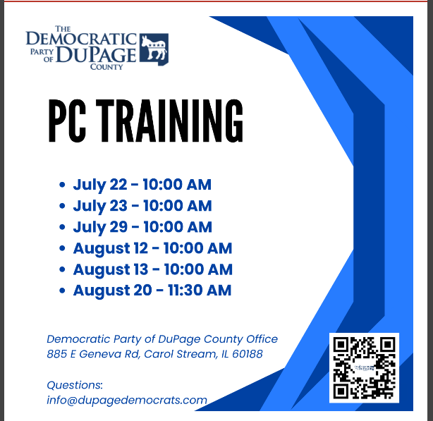 Precinct captain training dates and qr code for more info. 
