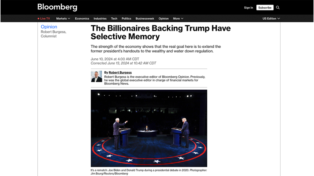 Website page for Bloomberg.com